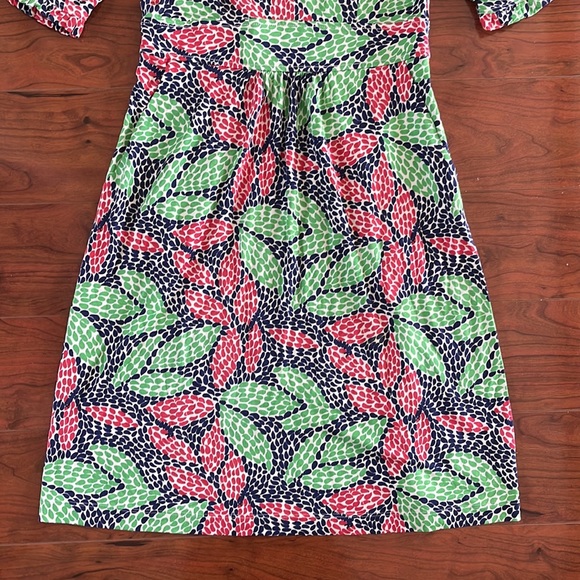 Lilly Pulitzer Green and Blue Silk Blend Half Sleeve Midi Pleated A Line Dress - Picture 3 of 8